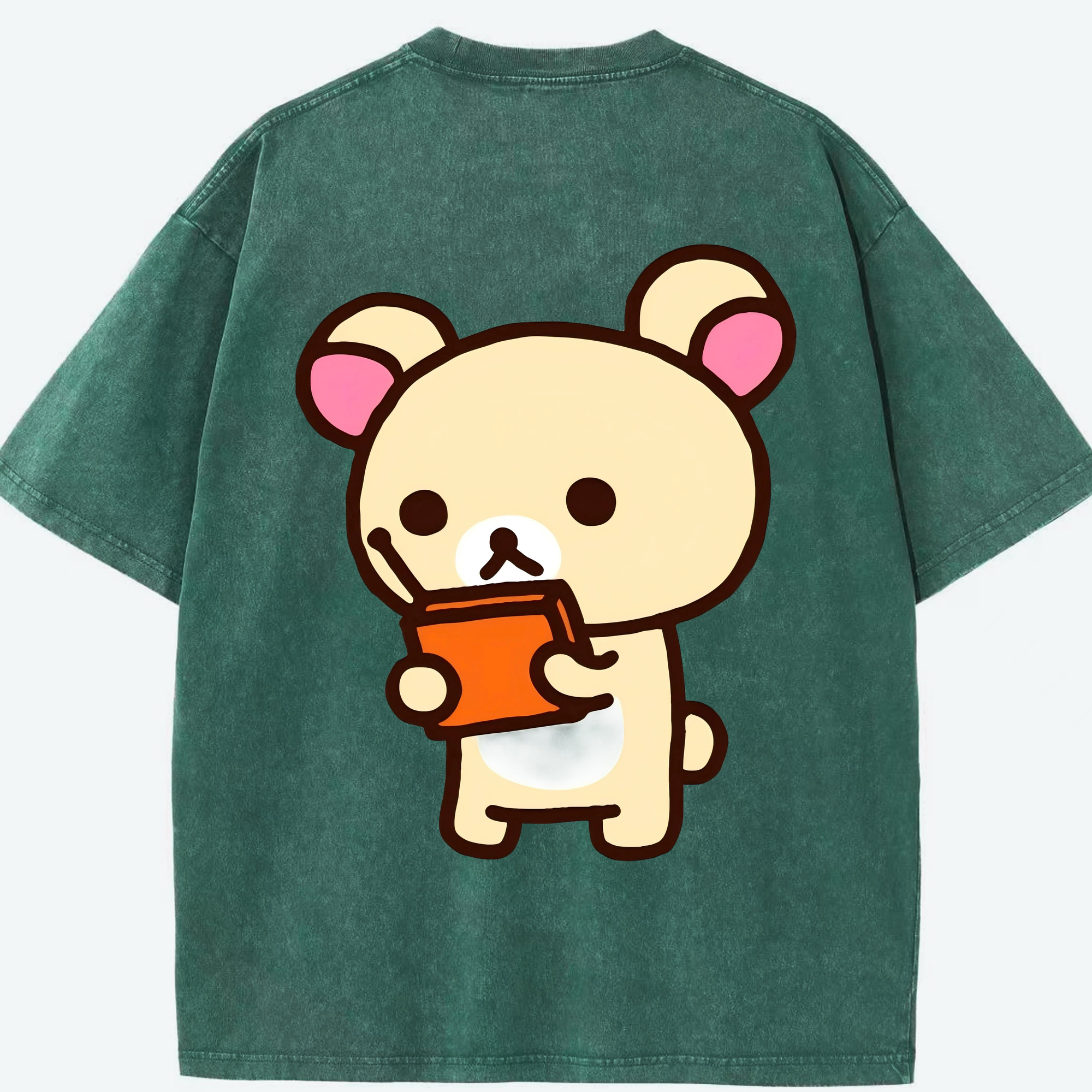 （画像用） リラックマ リラックマ キイロイトリ Rilakkuma Korilakkuma Kiiroitori 綿100% ヴィンテージ風 半袖Tシャツ（背面プリント）